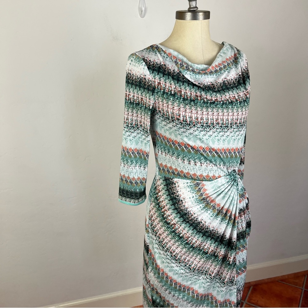Ilse Jacobsen Pattern Drape Neck Long Sleeve Dress - image 2